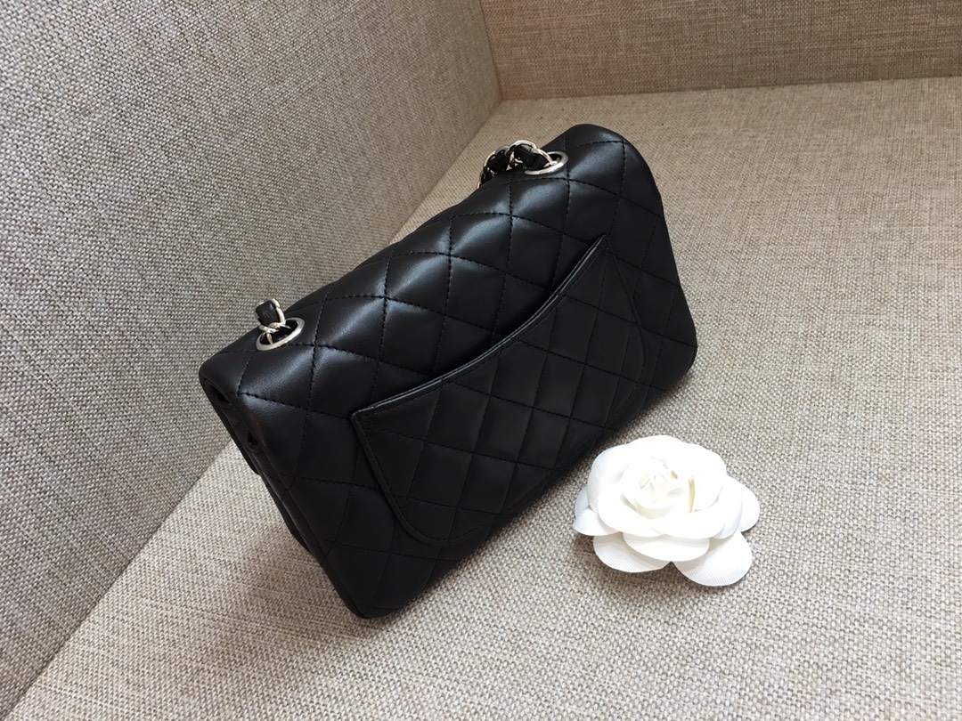 Small Classic Flap Lambskin Bag A01116 Black/Silver